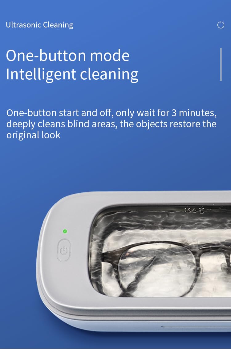Ultrasonic Jewelry Cleaner 49kHz 10oz Portable Retainer Cleaner with Timer Professional Glasses Cleaner for Silver Ring Denture Watch