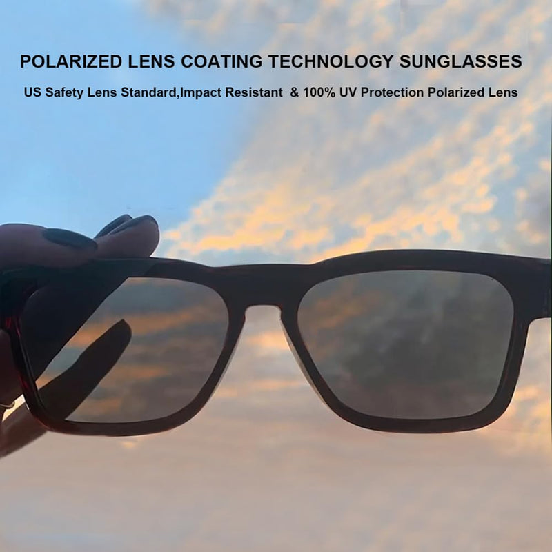 OhO Smart Glasses,Polarized Sunglasses with Bluetooth Speaker,Athletic/Outdoor UV Protection and Voice Control,Unisex(Mirror Blue Lens) Black Frame-blue Lens