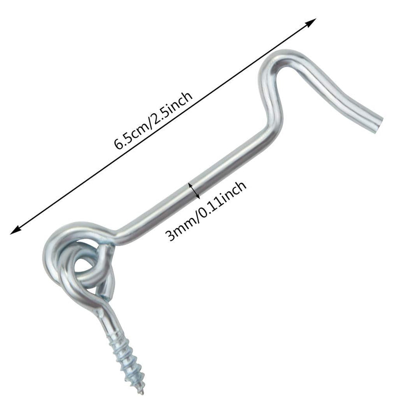 8 Pcs 2.5 inches Cabin Hook Eye Latch Gate Door Swivel Window Door Hook with Mounting Screws (Silver, 2.5 inches) Silver