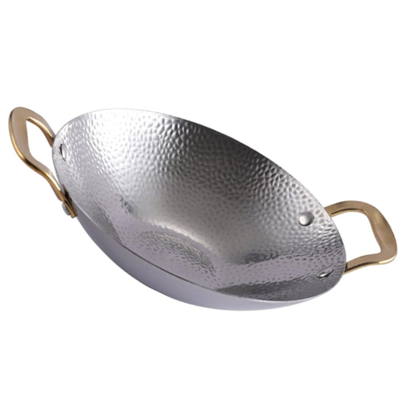 Kichvoe Stainless Steel Hammer Dry Pot Double Handle Cooking Pan for Ramen Hot Pot Seafood 10.82 X 8.26 X 2.04 in Lightweight Kitchen Tool 27.5X21X5.2CM