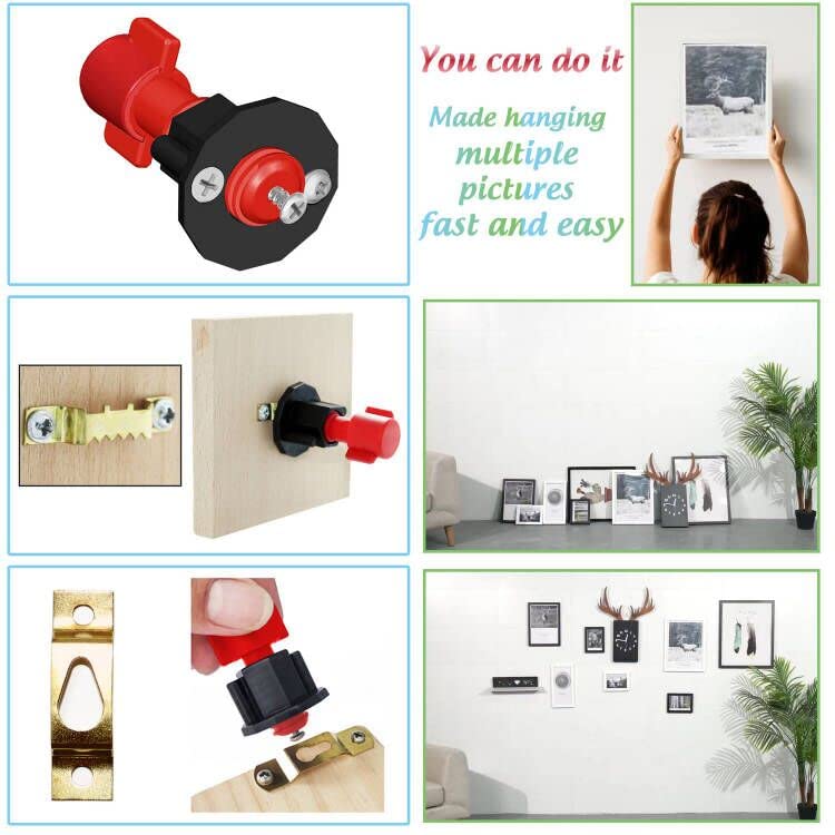 DIKOO Picture Hanging Mark Hole and Leveling Kit for Frame Mural Hanging - with Mini Bubble Level Used for Mark Nail Hole Frames etc Location Tool Set 2