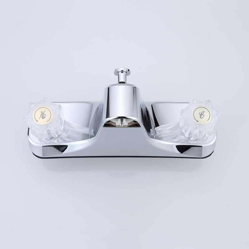 Mobile Home RV Tub Shower Center-Set Faucet, 8 inch, 2-Handle, Chrome with Clear Acrylic Handles Classic