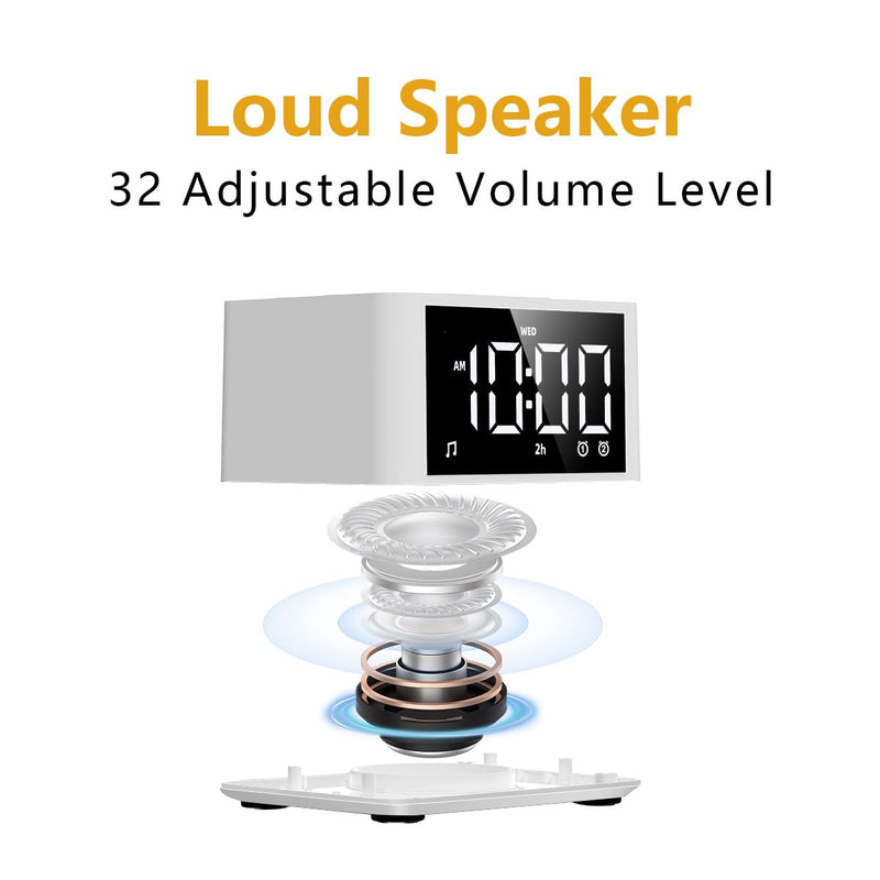 【3 in 1】 Sound Machine Dual Alarm Clock Night Light White Noise Machine 27 Sleeping Sounds for Adults Kids Precise 32 Level Volume Sleep Timer Memory Function Digital Clock with 30 Wake Up Sounds ZB-white