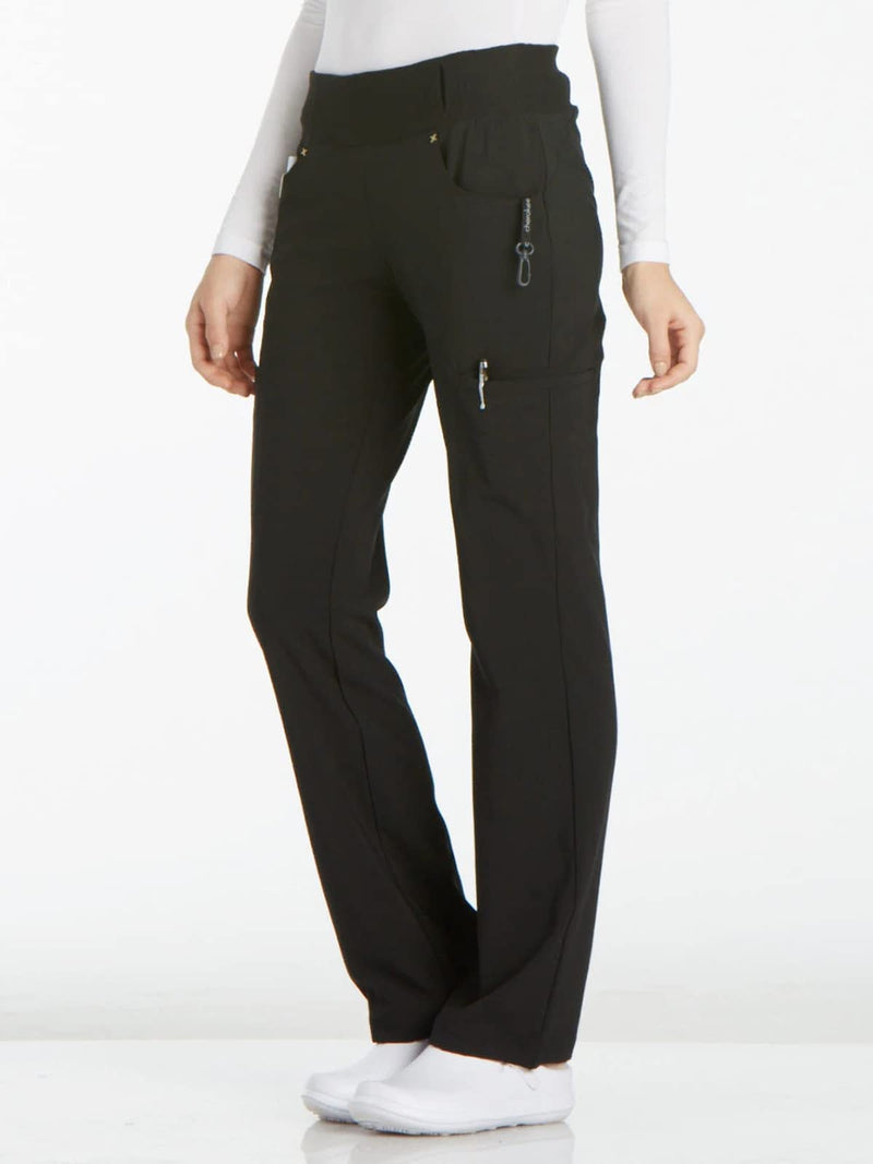 Cherokee Iflex Scrubs for Women, Yoga-Inspired Knit Waistband Scrub Pants CK002 Large Black