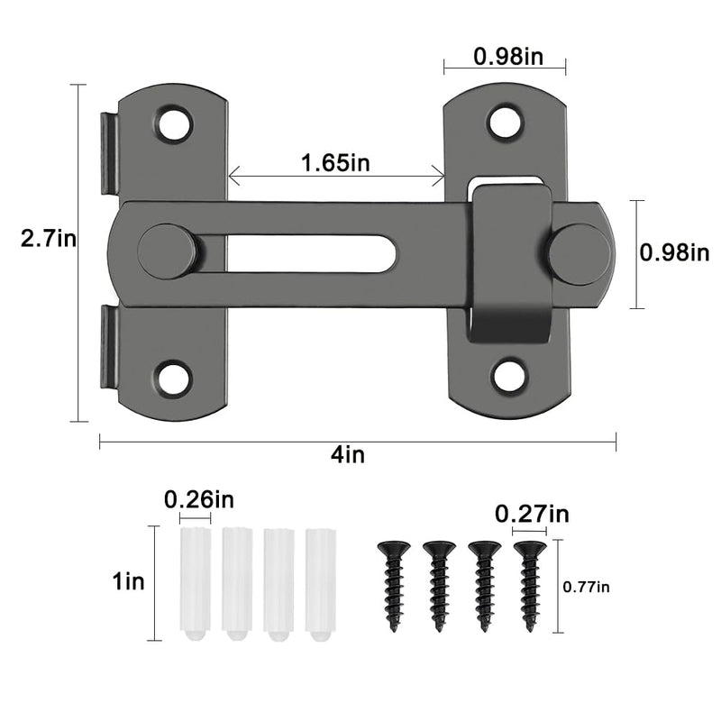 2PCS Barn Door Lock, 180 Degree Flip Sliding Barn Door Latches, Gate Latch for Barn Door, Sliding Door, Pet Door, Garage, Bathroom, Window, Outdoor(Black) - NewNest Australia