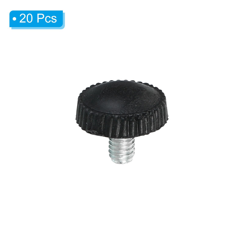 PATIKIL M4x6mm Knurled Thumb Screws, 20 Pack Male Thread Round Clamping Screws Knobs Hand Grip Bolts Mounting Fasteners for Lighting Furniture Hardware Black