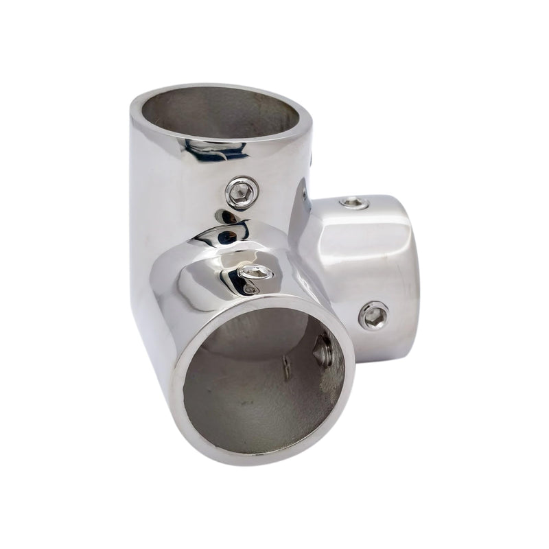 Marine Grade Heavy Dudy Pipe Hand Rail Tee 316 SS Mirror Polished Hand Rail Fitting-90 Degree 3 Way Corner Elbow 7/8IN OR 1IN