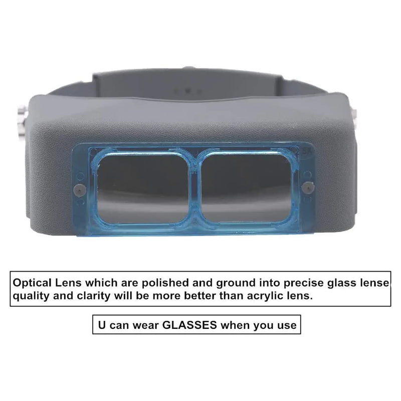 Headband Magnifier Double Lens Head-Mounted Reading Magnifier Loupe Jewelry Visor Opitcal Glass Binocular Magnifier with Lens Magnification-1.5X 2X 2.5X 3.5X 1.5x-3.5x - Optical Glass