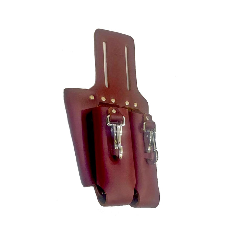 Saddle Leather 3 Pocket Linesmen and Electricians Tool Holder Cherry