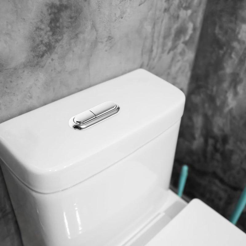 DOITOOL Dual Flushing Toilet Push Button, 3.94" D * 1.18" W Oval Dual Flush Valve Replacement Kit, Silver Toilet Button Pusher, Plastic
