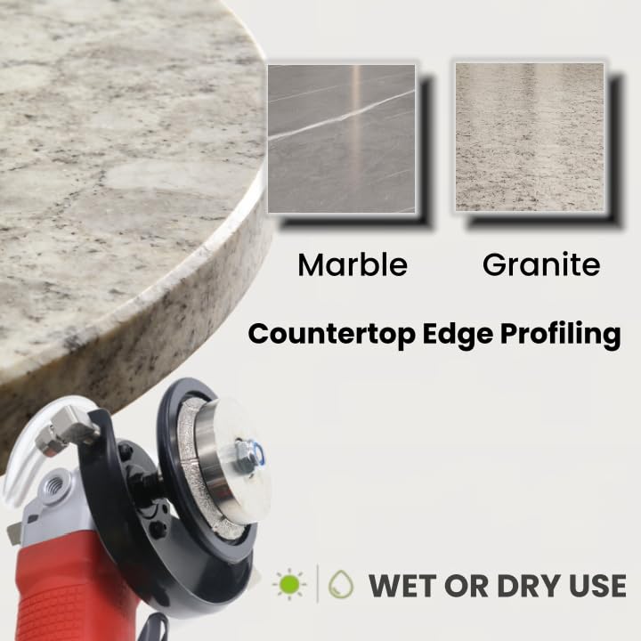 3/16 inch B5 Demi Bullnose Diamond Hand Profile Wheel, Hand Profiler for Granite Marble Countertop Edge Profiling, 5/8-11 Thread, 40/50 Grit