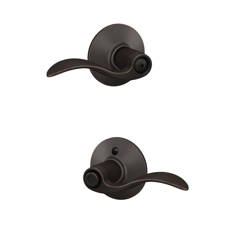 Schlage F40 ACC 716 Accent Door Lever, Bed & Bath Privacy Lock, Aged Bronze