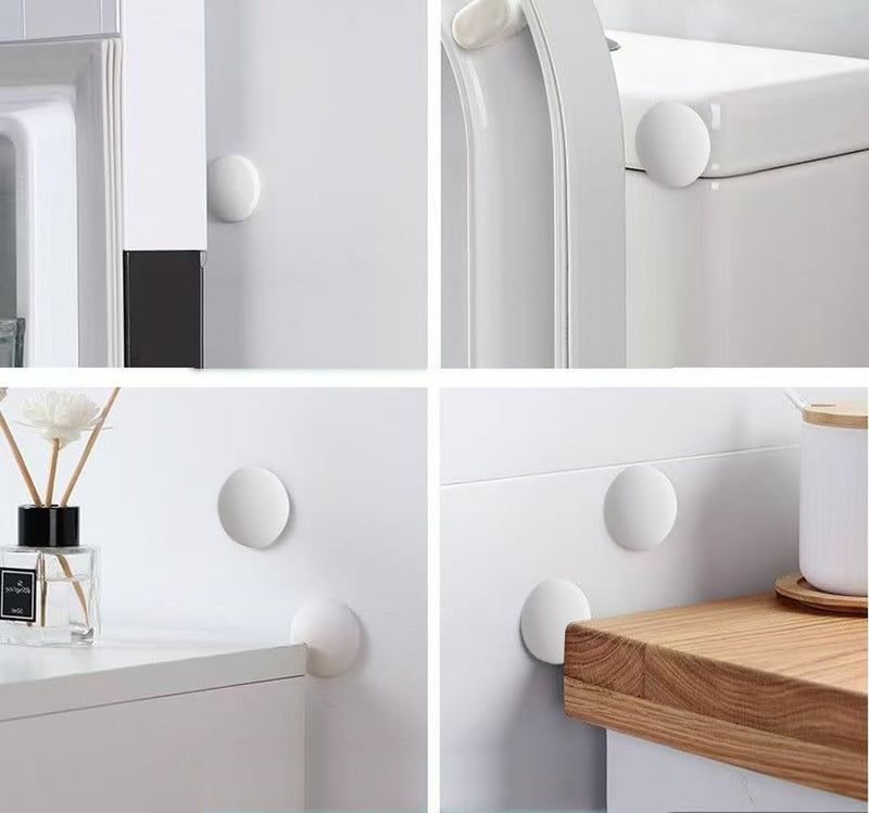 6 Pcs Door Stop Wall Protector. 3.15" and 2" Large White Silicone Door Bumpers with Strong Thickened Adhesive of Rubber Knob, Round Wall Shield Cushion. Door Knob Wall Protector. Small Size 2"(6 PCS)