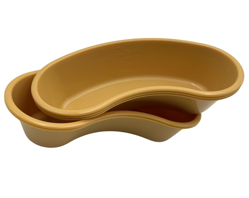 Garduated 500 ml Kidney Shaped Plastic Emesis Basins, Gold (Pack of 12)