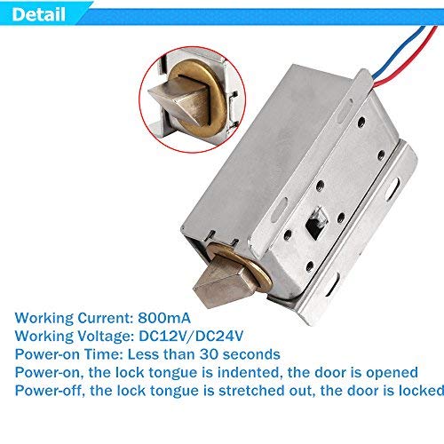 Electromagnetic Lock Solenoid Electric Lock, DC 12V Mini Electric Control Lock Tongue Latch Assembly Solenoid for File Cabinet Drawer Door