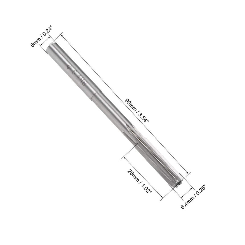 uxcell 6.4mm Chucking Reamer, HSS Cobalt M35 Lathe Machine Reamer D4 6 Straight Flutes, Round Shank Milling Cutting Tool, for Stainless Steel Alloy Copper Metal