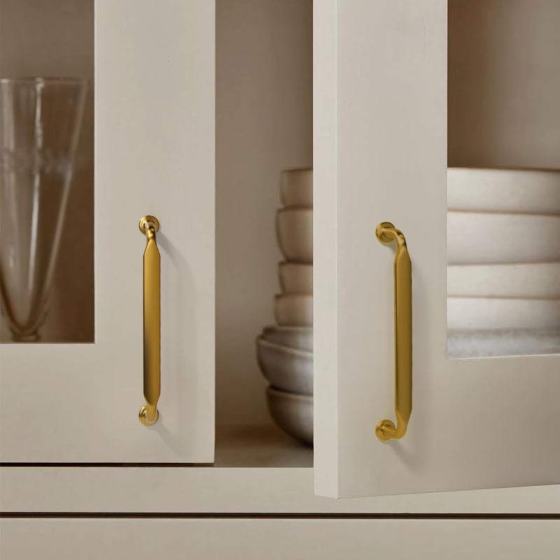 YAGU 10 Pack Top Champagne Bronze Kitchen Cabinet Pulls 5 Inch(128mm) Hole Center Solid Dark Gold Dresser Drawer Handles Furniture Honey Bronze Hardware for Cupboard Wardrobe Closet Vanity 5''/128MM Hole Center