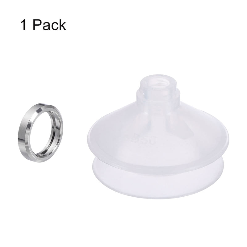 PATIKIL Vacuum Suction Cup, 1 Pack Silicone Rubber 7mm ID x 52mm OD Pneumatic Bellows Sucker Pad with Gasket for Industry, Clear 7mm x 52mm