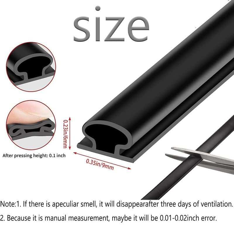 Rubber Weather Stripping Door Seal Strip, Self-Adhesive Door Weather Stripping Strip, Soundproof D Shape Waterproof Weatherstripping for Door Frame Windows Insulation (23ft,Black) 23ft Black