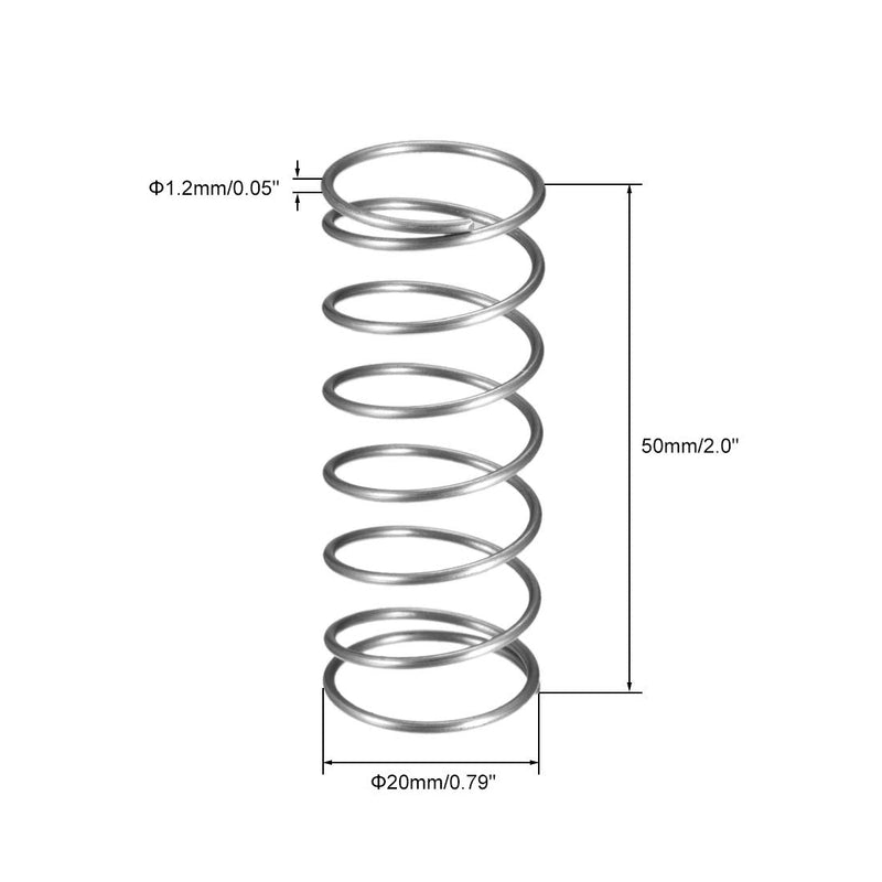 uxcell Wire Diameter 0.05", OD 0.79", Free Length 2" Spring Steel Coil Extended Compressed Spring 10pcs 1.2mm*20mm*50mm