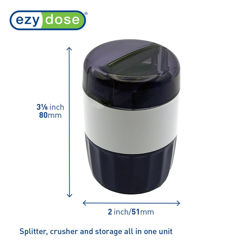 EZY DOSE Pill Crusher and Cutter 3-in-1, Crushes Cuts, and Stores Pills, Vitamins, Tablets, Built-In Storage Compartment, Features Stainless-Steel Blade, Portable and Travel-Friendly, Purple, BPA Free 1