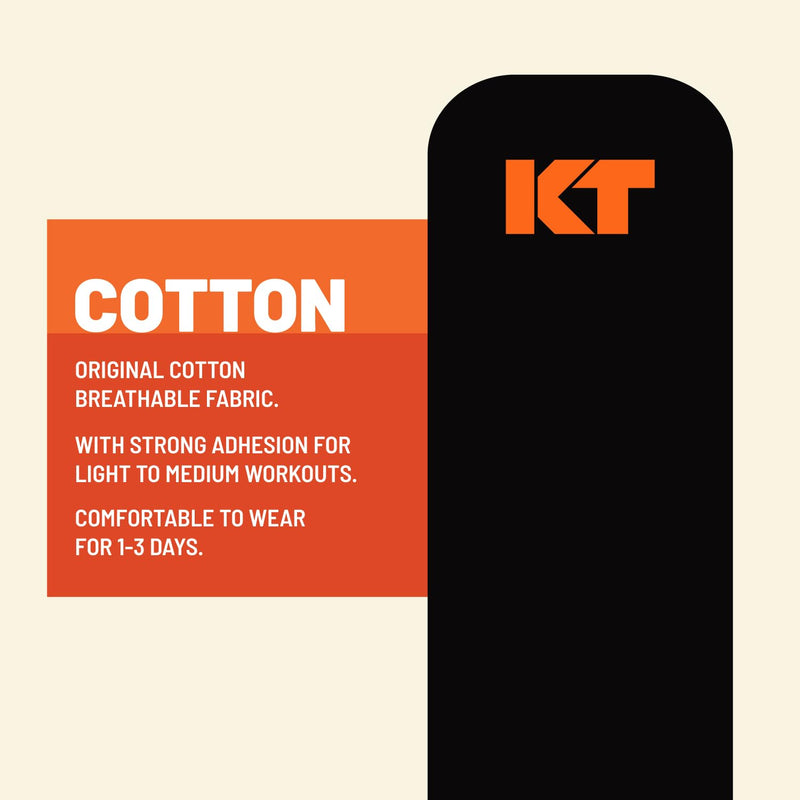 KT Tape, Original Cotton, Elastic Kinesiology Athletic Tape, 20 Count, 10” Precut Strips Black