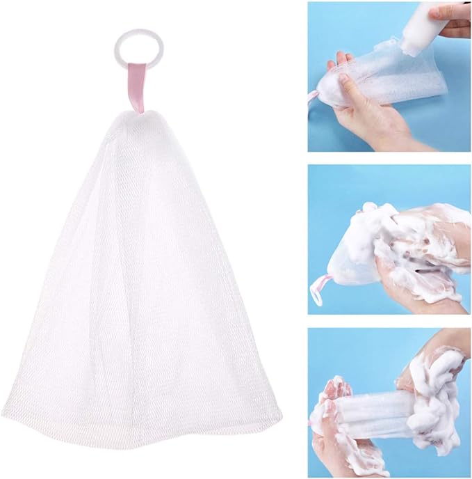 popluxy Foaming Net, Soap Net, Wash Face, Soap Net with Hanging Ring, Set of 10 - NewNest Australia