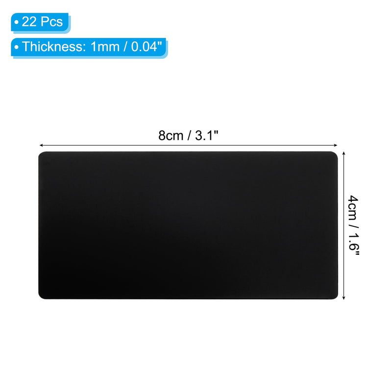 PATIKIL 3x2 Inch Anodized Aluminum Sheet Metal, 22 Pack Self Adhesive Laser Plates Engraving Blanks 1MM Thin for Crafting DIY House, Black 3x2x0.04 Inch