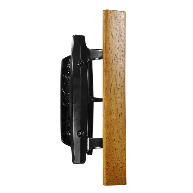 Mortise Style Reversible Sliding Patio Door Handle Set with Oak Wood Interior Handle and Exterior Pull in White Diecast Finish Fits 3-15/16” Screw Hole Spacing, Non-keyed with Latch Locks (Black) Black
