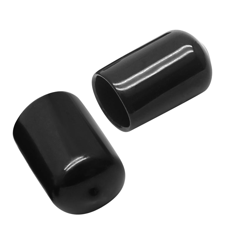 24 Pcs Round Rubber End Caps, 3/8" (9.5mm) ID Vinyl Flexible Screw Thread Protectors, Black Bolt End Caps for Metal Tubing Rod Bolt 9.5mm 24