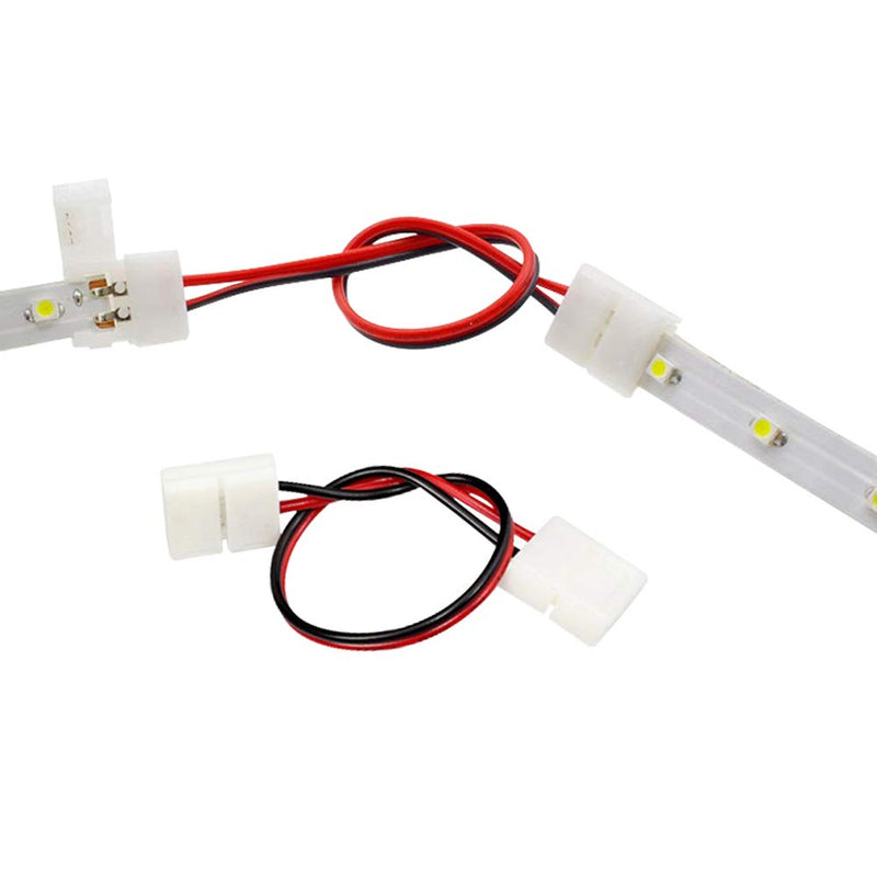 2Pin 8mm LED Strip Connector Kit Include L Shape 2 Pin Right Angle Corner Connector, T Shape Connector, Solderless Gapless Connector, Strip to Strip Jumper Wires for 2Pin 8mm 3528/2835 LED Strip
