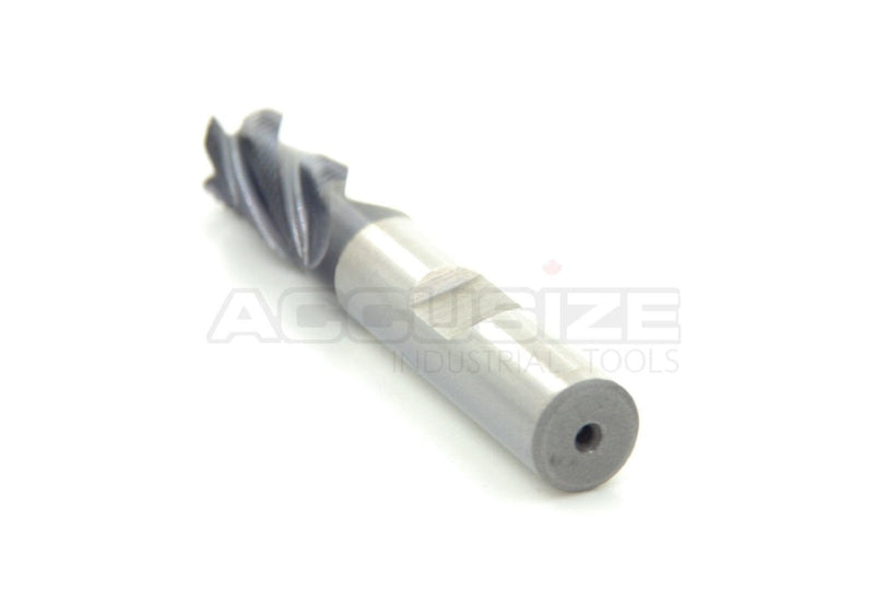 Accusize Industrial Tools 3/8'' Fine Tooth M42 8% Cobalt Tialn Roughing End Mill, 3/8'' Shk Dia, 3/4'' Flute Length, 2-1/2'' Oal, 4 Flute, 1104-0038 3/8" Dia, 3/8" Shk Dia, 3/4" Flt Length