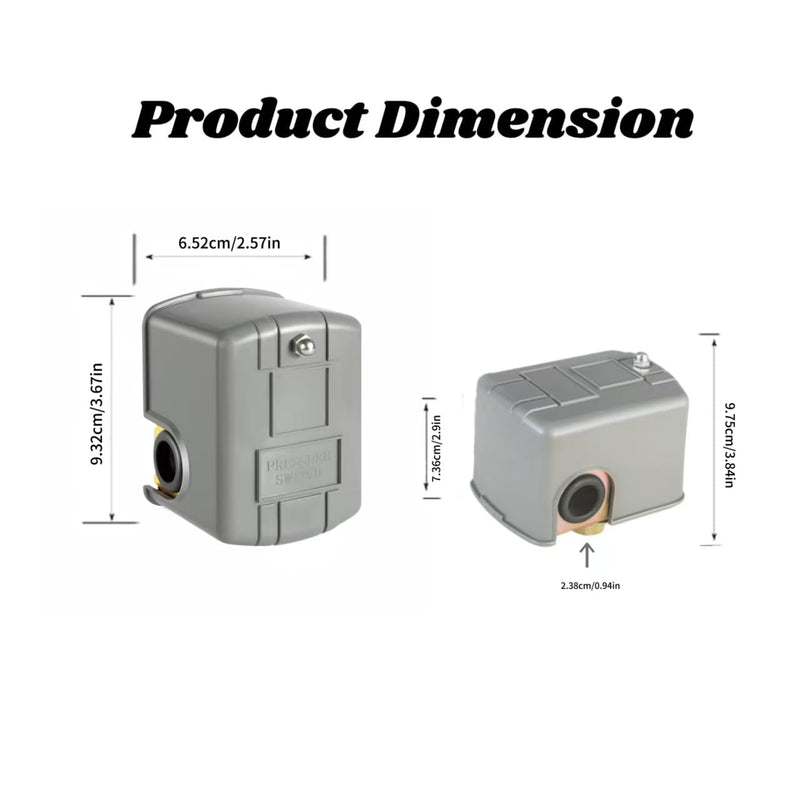 Well Pump Pressure Switch, 30-50 PSI 2 Pack | 1/4" NPT Thread, Dry-Run Protection Adjustable Water Pump Switch for Residential Well, Irrigation & RV Water Systems 30-50PSI