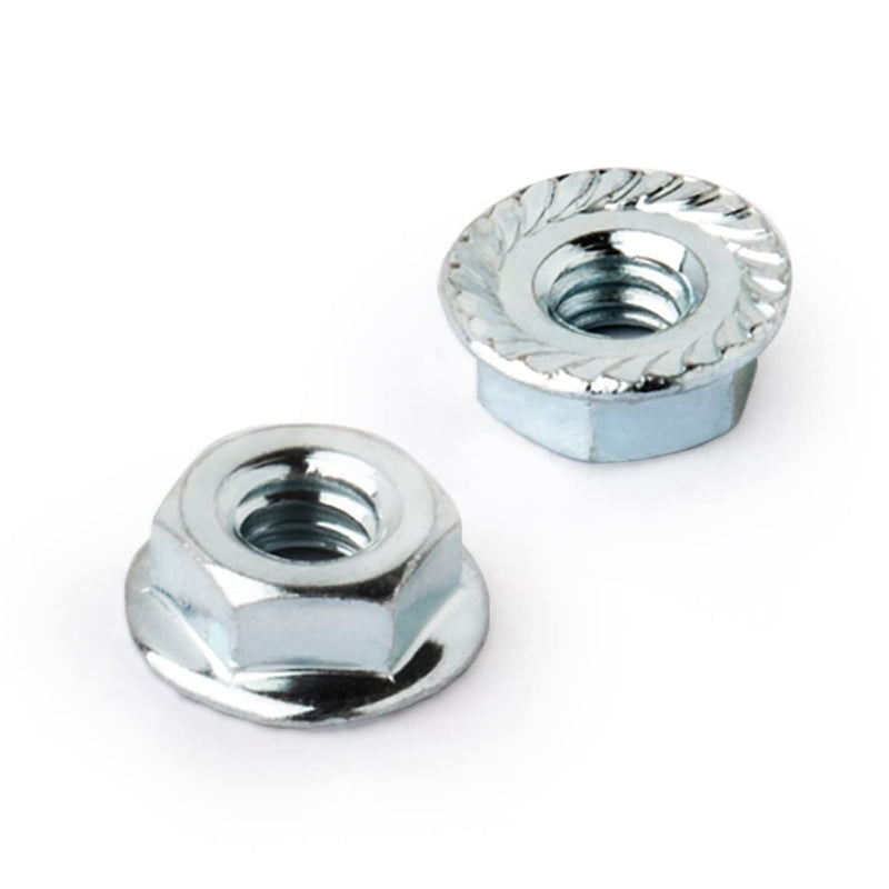 POWERTEC QLN1203 Serrated Flange Hex Lock (M12) Nuts | Premium Carbon Steel Zinc Plated Fasteners – 25 Pack Flange M12