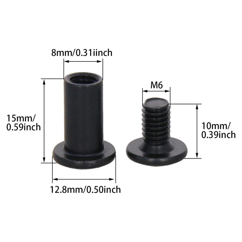 MroMax M6 Binding Screws, M6 x 10mm Carbon Steel Binding Screws and Rivet Socket Cap Connecting for Binding Baby Bed Furniture, DIY Leather, Scrapbook and Photo Albums 10Pcs