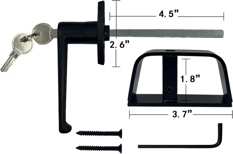 L-Handle Lock Shed Door Latch Lock Kit with 2 Keys and 2 Screws, 4-1/2" Stem Barn Playhouse & Chicken Coop Door Lock