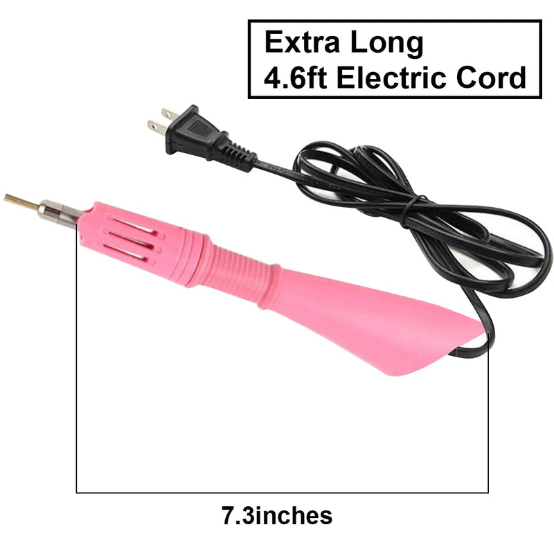 Hotfix Rhinestone Applicator, 7 in 1 Professional Iron-on DIY Hot Fix Tool Rhinestone Setter Applicator Wand Crystal Gem Tool Kit with 7 Different Sizes Tips, Support Stand (Pink) Pink