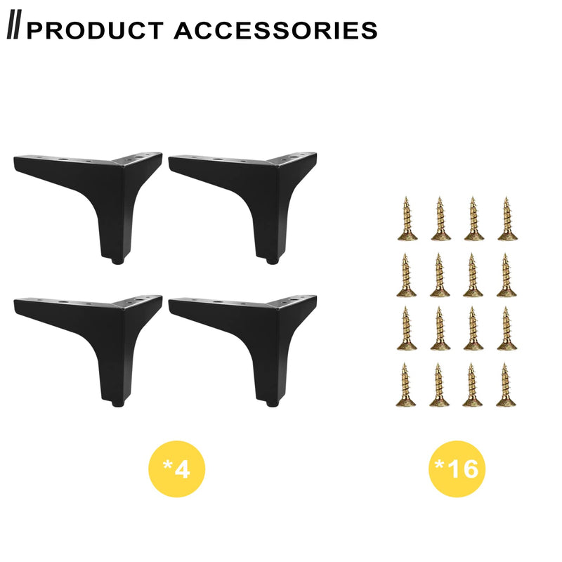 Furniture Legs Metal Feet: Cabinet Legs 4 Inch Triangle Feet Replacement Dresser Legs Set of 4 4'' / 10cm(4PCS) Black