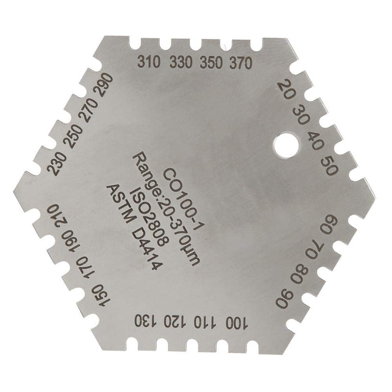 Wet Film Comb CO100-1 Stainless Steel Hexagonal High Exactness Wet Film Thickness Gage Wet Film Comb Card Thickness Meter Architectural Coatings 20-370um