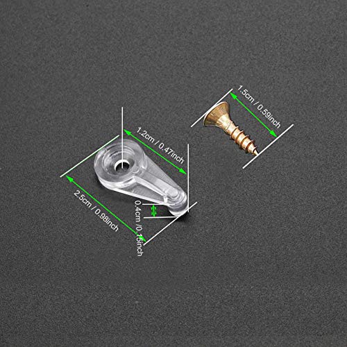 Cabinet Door Glass Retainer Clips Kit, Plastic, Clear, Offset 4mm, with Screws (Pack of 20) A