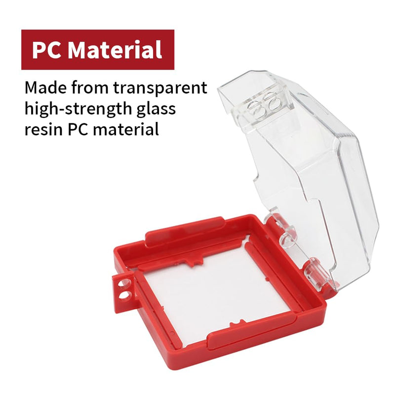 2 Pack Emergency Stop Push Button Cover Lockout, Switch Cover Box Lock Out Transparent High-Strength Resin, Red Impact-Resistant with Removable Base & 2 Lock Holes 2 Pack Switch Push Button Lockout Box
