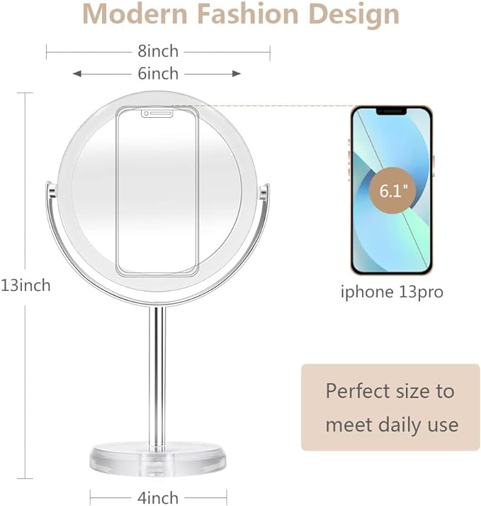 Cheftick Double Sided 1x & 10x Magnifying Makeup Mirror Tabletop Magnifying Vanity Mirror 360 Degree Rotation for Bathroom or Bedroom Transparent - NewNest Australia