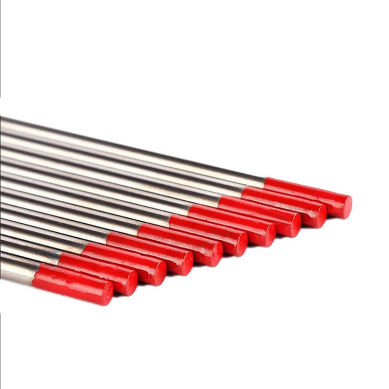 2% Thoriated TIG Welding Tungsten Electrodes WT20 Red - 2.4mm (3/32") 10 Pack - High Current DCEN for Steel/Alloy Welding 2.4