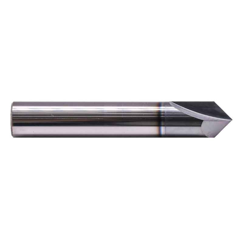 2 Flute 90° Solid Carbide Chamfer End Mill Set(1Pc, 1/2"), AlTiN Coated | 90° Chamfer Angle, 1/2" Shank 3" OAL, Single End, V Groove Router Bit, for Milling Alloy Steel, Carbon Steel, Cast Iron 1/2 in