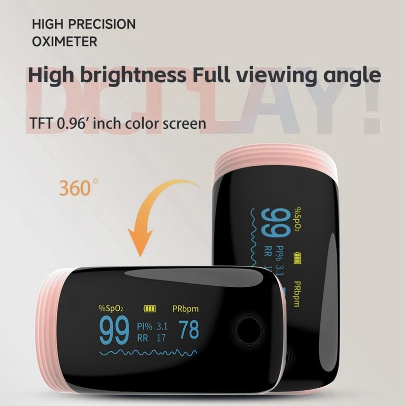 Rechargeable Pulse Oximeter Fingertip Oxygen Monitor Fingertip with SpO2 Pulse Rate and PI OLED Precision Fast Oximeter SpO2 Reading Outdoor Sports Home (pink)