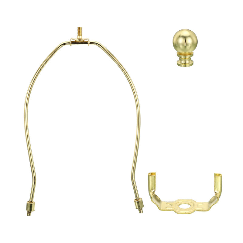 PATIKIL 9 Inch Lamp Harp Kit with Finial, 1 Set Detachable Lamp Shade Bracket Holder, DIY Lighting Accessories for Table Lamps Floor Lamps, Gold Tone