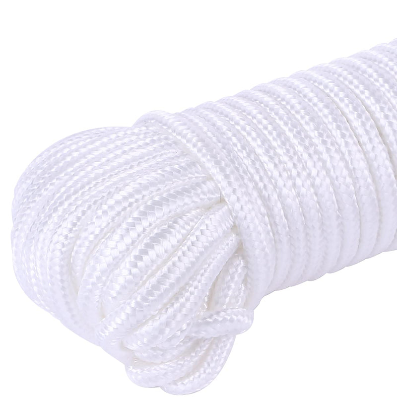PerkHomy 90 ft 1/4 inch (7mm) Nylon Poly Rope Flag Pole Polypropylene Clothes Line Camping Utility Good for Tie Pull Swing Climb Knot (White) White 1/4" x 90'
