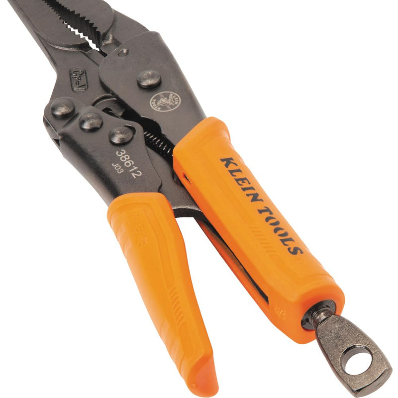 Klein Tools 38612 Long Nose Locking Pliers with Quick Release Handles, Ideal for Tight Spaces, High Torque and Gripping Power, 9-Inch 9-In Long Nose