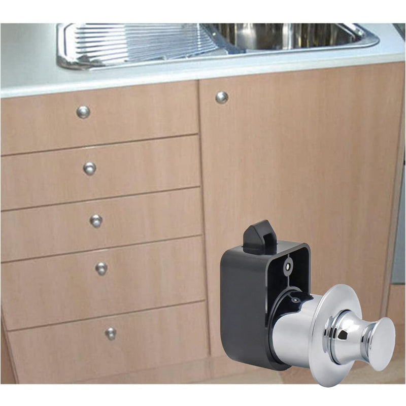 Purocean 5sets metal push button cabinet latch lock catches knob for RV caravan marine boats yachts drawers (Chrome)