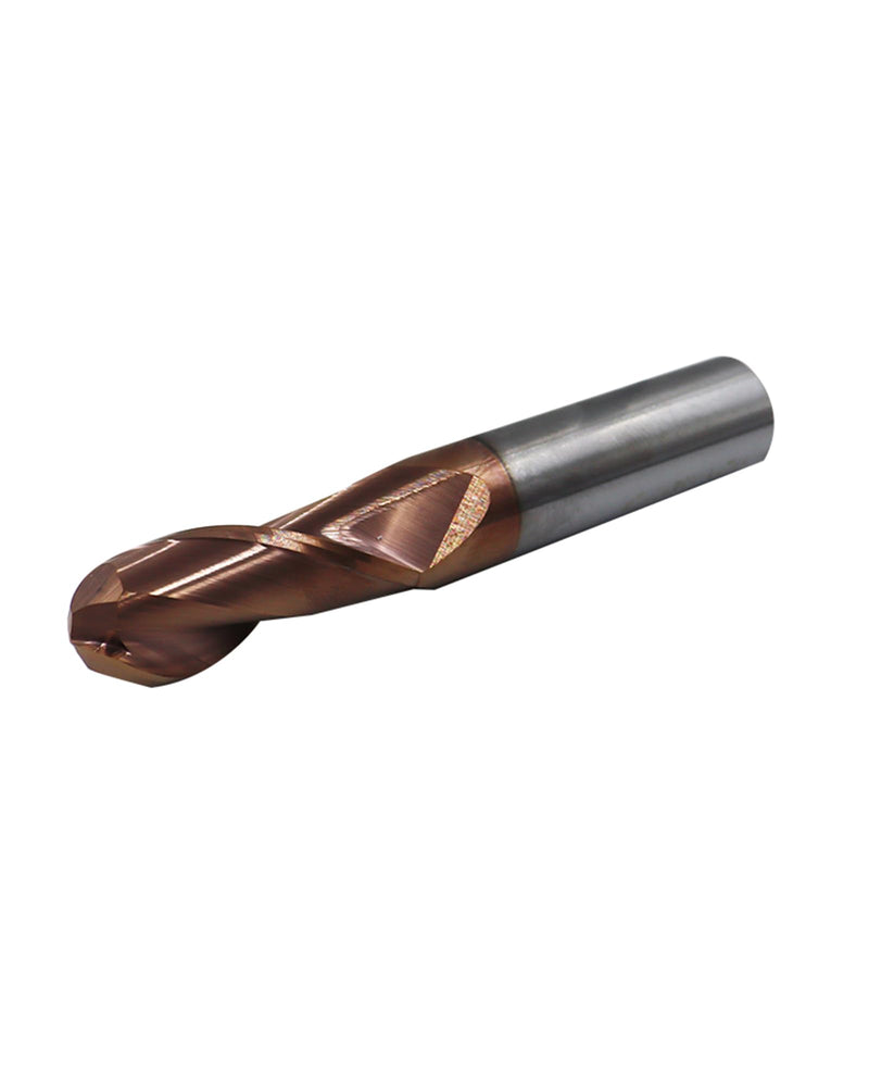 1/2" Carbide Ball Nose End Mills, TISIN Coated, 2 Flute, End Mill Bits for Alloy Steels and Hardened Steels, 1/2" Cutting Diameter 1/2 in